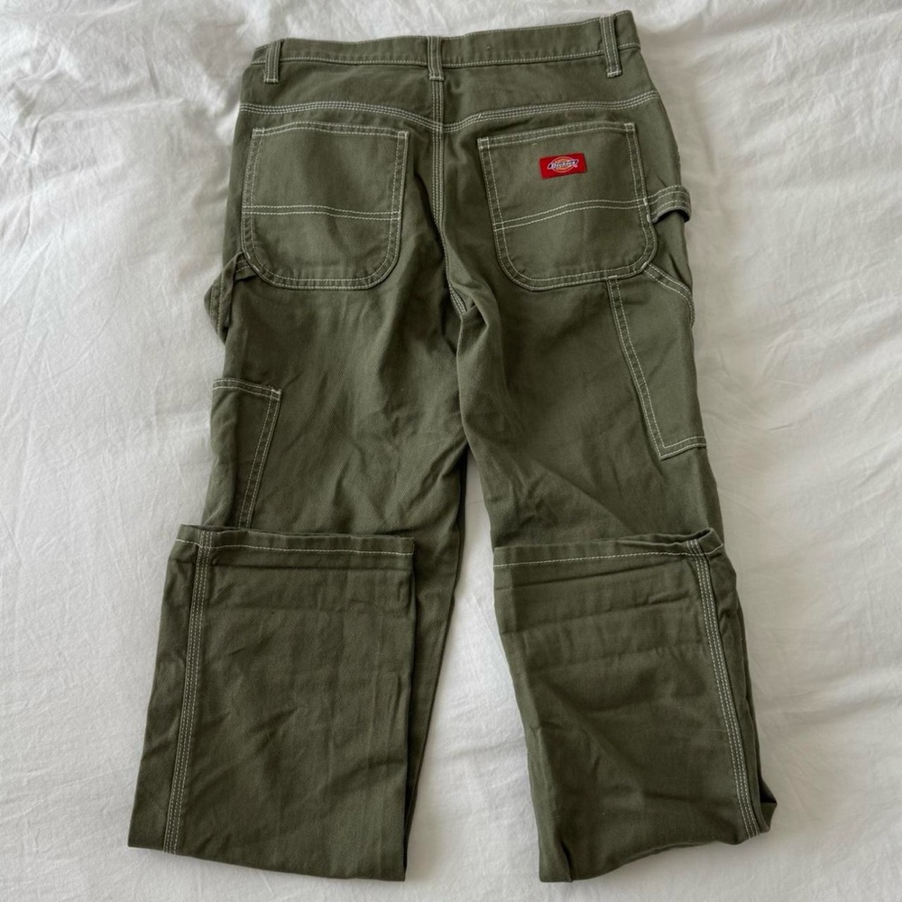 Dickies khaki green carpenter cargo straight leg pants